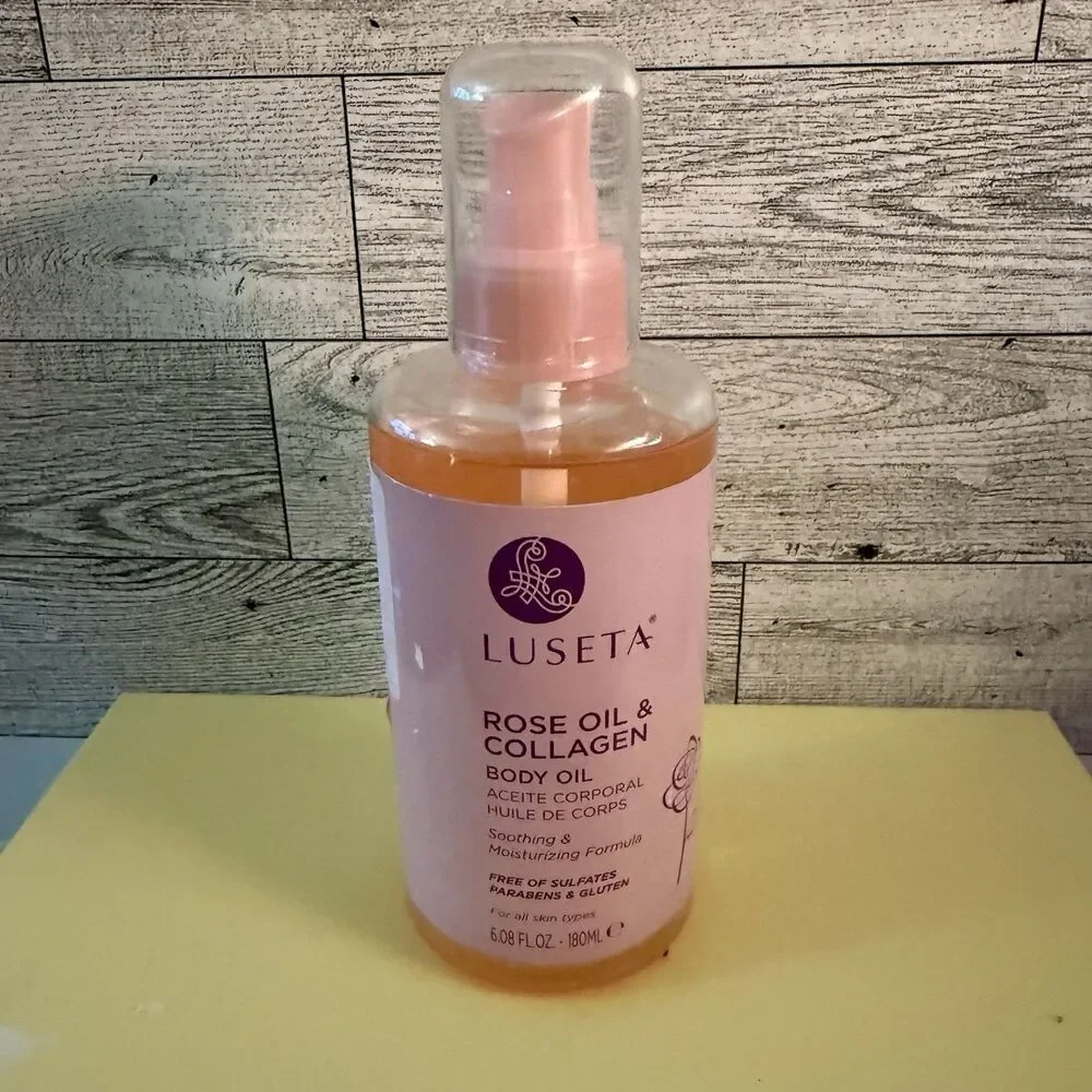 LUSETA Rose Oil & Collagen Body Oil Hydrating & Skin Firming Soothing 6 Oz New